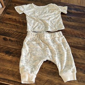 Grayson Mini Off-White with Fish Pattern Jogger Set